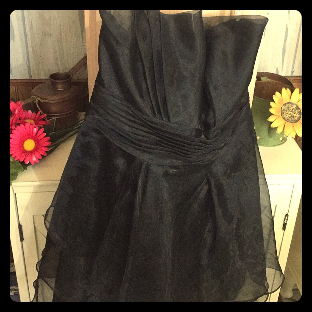 Strapless mini sheer dress